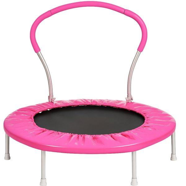 Modameld 36-Inch Pink Metal Mini Trampoline with Handle for Kids